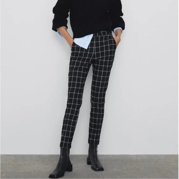 Zara Pants Jumpsuits Zara Windowpane Grid Plaid Chino Pants